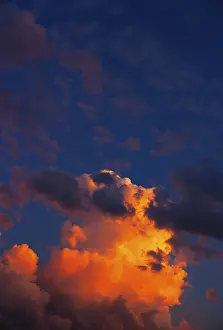 Cloudy Skies Europe Prints: Dramatic cloud atmosphere, red sky with clouds