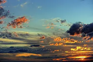 Cloudy Evening Sky Prints: Dramatic cloud atmosphere, sunset with clouds
