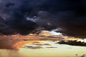 Deserted Evening Sky Prints: Dramatic cloud sky, dark thunderclouds at sunset
