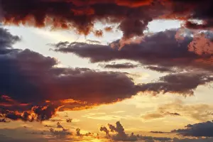 Colorful Evening Atmosphere Prints: Dramatic cloud sky at sunset, intense colors
