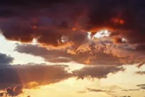 Baltic Sea Evening Mood Prints: Dramatic cloud sky at sunset, orange