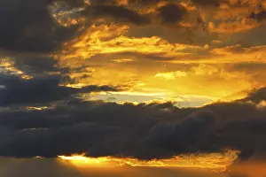 Sunset In Northern Germany Prints: Dramatic cloud sky at sunset, Schleswig-Holstein