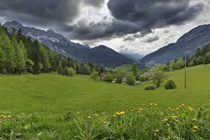 Deserted Alpine Meadow Scene Prints: Dramatic clouds over the alpine landscape