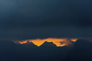 Cloudy Morning Sky Prints: Dramatic clouds above Lechtal mountains