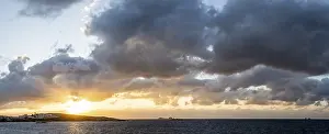 Evening Sun In Greece Prints: Dramatic clouds at the sea, sunset