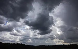 Blue Sky With Cumulus Clouds Prints: Dramatic cloudscape with (cumulus) clouds