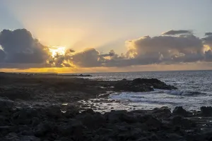 Light Beam Photography Prints: Dramatic cloudy sky with sunbeams at sunset