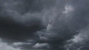 Dramatic Cloudy Skies Prints: Dramatic dark storm clouds in sky background