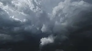 Dark Storm Clouds Prints: Dramatic dark storm clouds in sky background