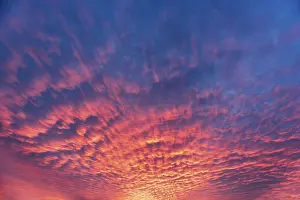 Dramatic Evening Sky Prints: Dramatic evening sky with red clouds after sunset