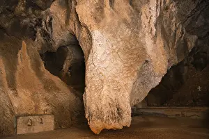 Limestone Formation Prints: Dramatic limestone formation in a cave with strong textures