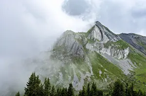 Swiss Alpine Landscape Prints: Dramatic mountain landscape with clouds