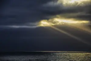 Uninhabited Coastal Scenery Prints: Dramatic ocean view just in front of sunset