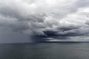 Northern Ireland Weather Prints: Dramatic rain clouds over the sea