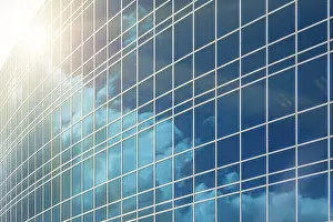 Corporate Building Background Prints: Dramatic Reflective Corporate Building Background