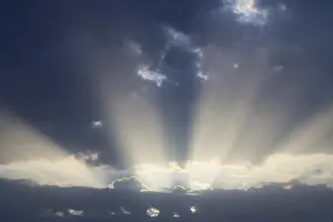 Southern German Scenery Prints: Dramatic sky with sunbeams breaking through