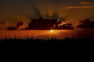 Mauritius Sunset Prints: Dramatic sunset behind clouds, Chebel