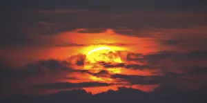 Evening Sun Germany Prints: Dramatic sunset behind clouds, Schleswig-Holstein
