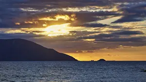 Aegean Sea Evening Sky Prints: A dramatic sunset with clouds over the sea