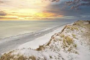 Evening Light In Germany Prints: Dramatic sunset at the high dune on the darss