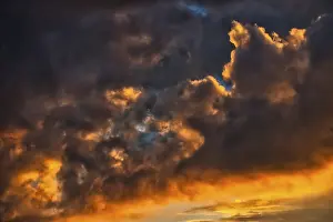 Dark Desert Landscape Prints: Dramatic thunderstorm atmosphere at sunset