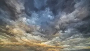 Dark Atmospheric Photography Prints: Dramatic thunderstorm atmosphere after sunset