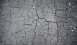 Deserted Full Frame Image Prints: Dried out soil, background image, grey