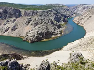 Prints of Drone shot, Parizevacka Glavica, filming location of Karl May movies, river Zrmanja, Jasenice, Zadar County, Croatia Drone shot, Parievacka Glavica, filming location of Karl May movies Aerial View Prints: Drone Shot Print, Parizevacka Glavica, Croatia