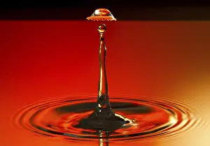 Plain Red Background Image Prints: Drop on drop on red background UFO version