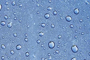 Dew Drop Germany Prints: Drops of water on a blue surface