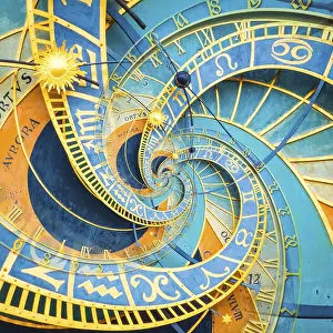Symbolic Picture Of Time Prints: Droste effect background based on Prague astronimical clock