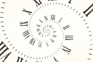 Deadline Symbolic Image Prints: Droste effect background with infinite clock spiral