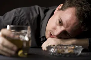 Beer Glass Image Prints: Drunk man with beer