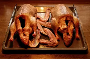 Meat Product Prints: Two duck roasts on baking sheet