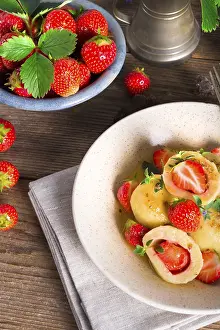 Polish Cuisine Prints: Dumplings with strawberries