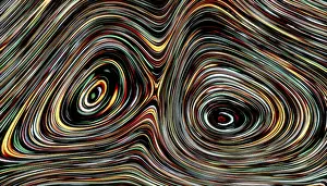 Computer Graphics Illustration Prints: Dynamic 3D render featuring flowing wavy patterns in vibrant colors