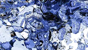 Dynamic Abstract Image Prints: Dynamic abstract image with blue water textures and reflective patterns