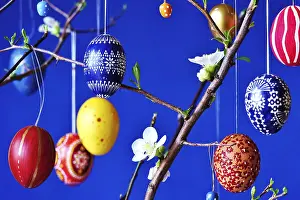 Colorful Spring Blooms Prints: Easter, Easter bouquet with colorful Easter eggs