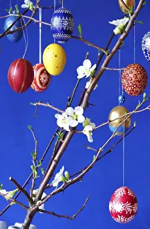 Traditional Easter Decoration Prints: Easter, Easter bouquet with colorful Easter eggs