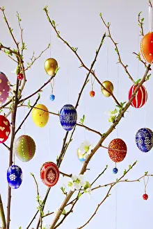 Colorful Spring Blooms Prints: Easter, Easter bouquet with colorful Easter eggs
