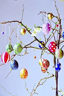 Central European Spring Blooms Prints: Easter, Easter bouquet with colorful Easter eggs
