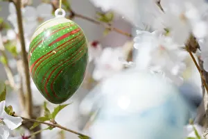 Deserted Holiday Scene Prints: Easter egg and cherry blossoms