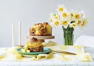 Baked Goods For Easter Prints: An Easter table displays a sweet bread