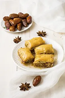 Traditional Arabic Sweets Prints: Eastern sweets with dates fruit table