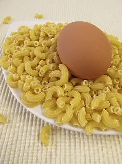 Pasta Dish Photography Prints: Egg noodles and an egg