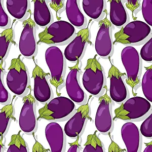 Vegan Meal Inspiration Prints: Eggplant repeating pattern, editable vector template