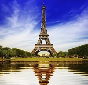 Western Europe Travel Spot Prints: Eiffel Tower in Paris abstract reflection