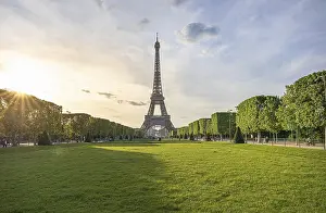 International Landmark Paris Prints: Eiffel Tower with park in the evening light