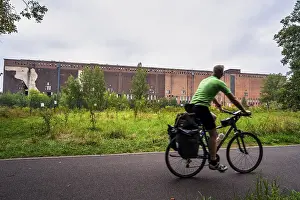 Elbe Cycle Path Prints: Elbe cycle path in front of former Vockerode power station