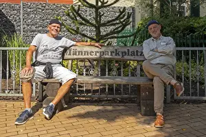 German Federal Republic Scene Prints: Two elderly men sitting on a bench
